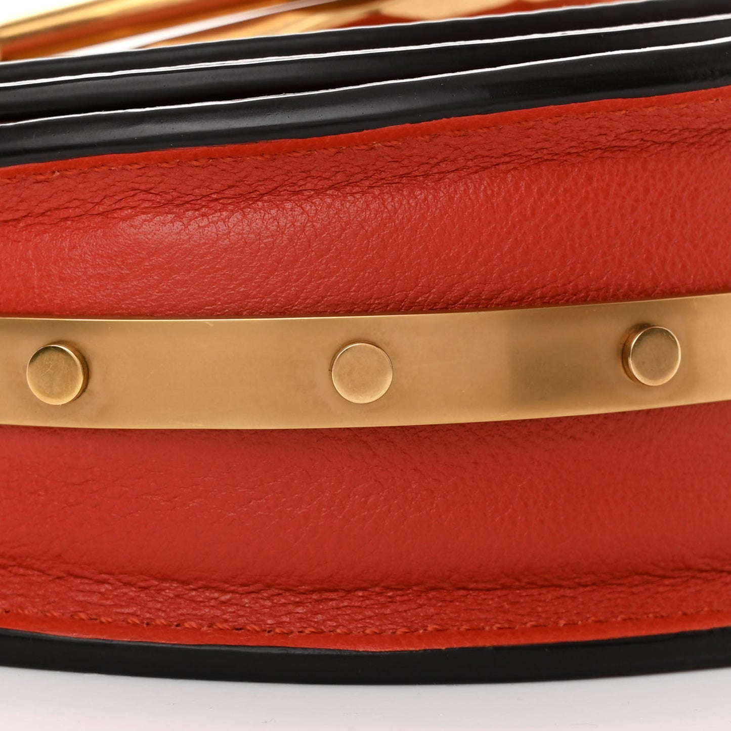 Calfskin Small Nile Bracelet Minaudiere Bag Earthy Red