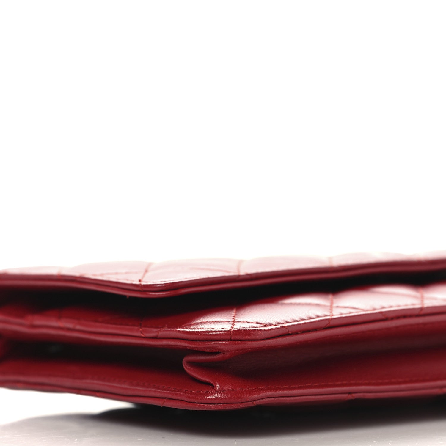 Chanel Lambskin Quilted Wallet On Chain WOC Red 10 of 11