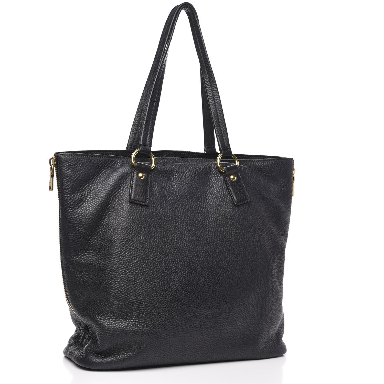 Prada Vitello Daino Side Zip Tote Black 3 of 10
