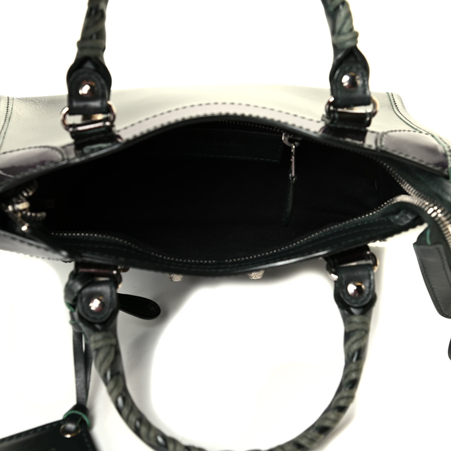 Balenciaga Smooth Calfskin Metallic Patent Giant 12 Silver Hardware Mini City Vert Poker Fonce 4 of 7
