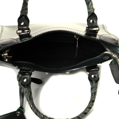 Balenciaga Smooth Calfskin Metallic Patent Giant 12 Silver Hardware Mini City Vert Poker Fonce 4 of 7