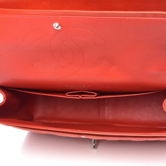 Lambskin Quilted Jumbo Double Flap Red