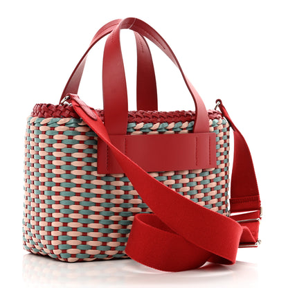 Miu Miu Nappa Matelasse Wicker Basket Bag Red Multicolor 3 of 10