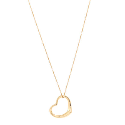 Tiffany 18K Yellow Gold 22mm Elsa Peretti Open Heart Pendant Necklace 1 of 4