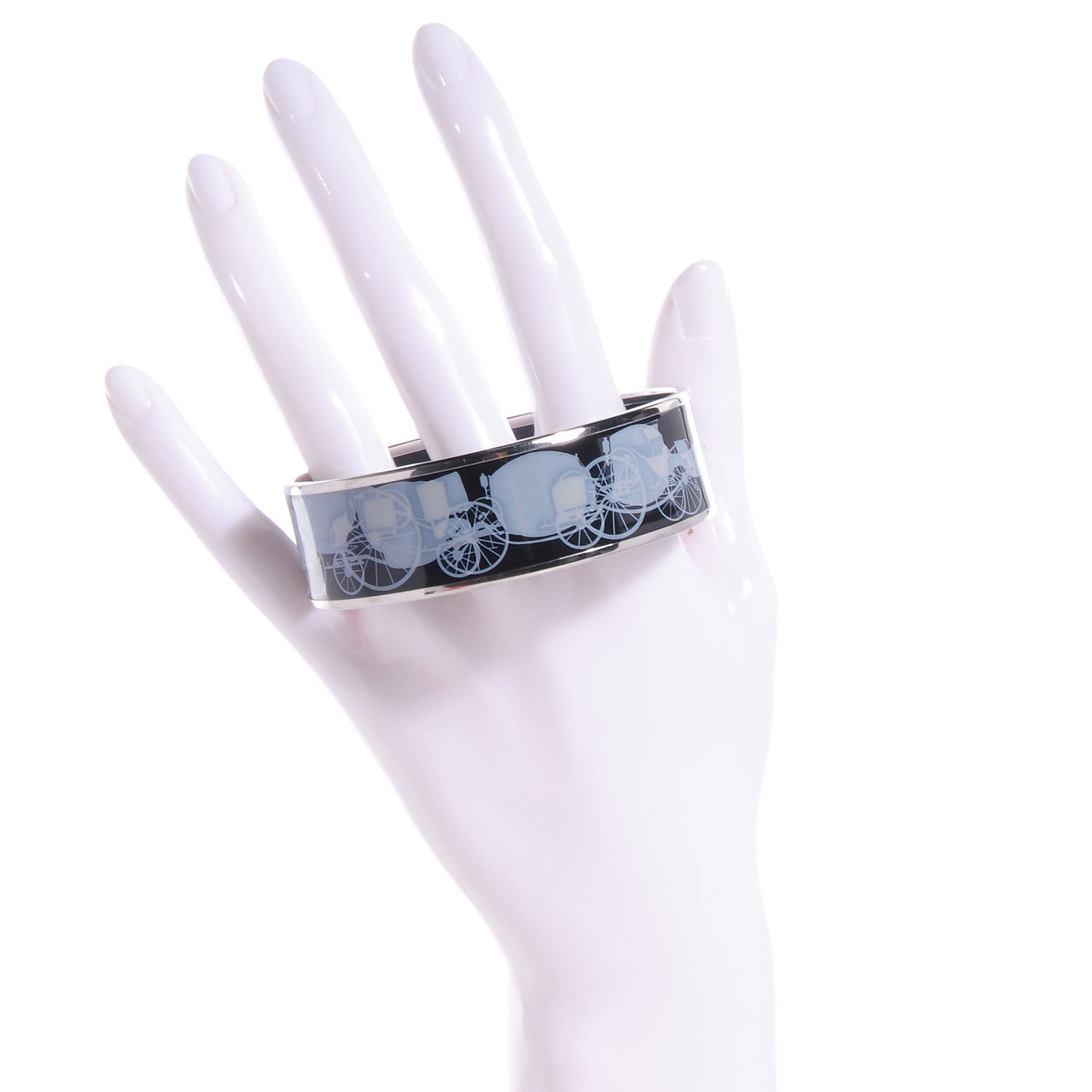 Hermes Enamel Printed Carriage Wide Bracelet 70 2 of 7