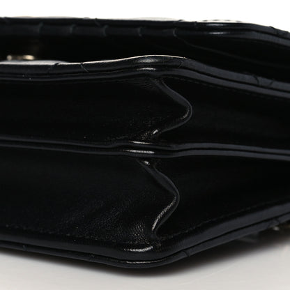 Chanel Lambskin Quilted Mini Camellia Bow Wallet On Chain WOC Black 10 of 11