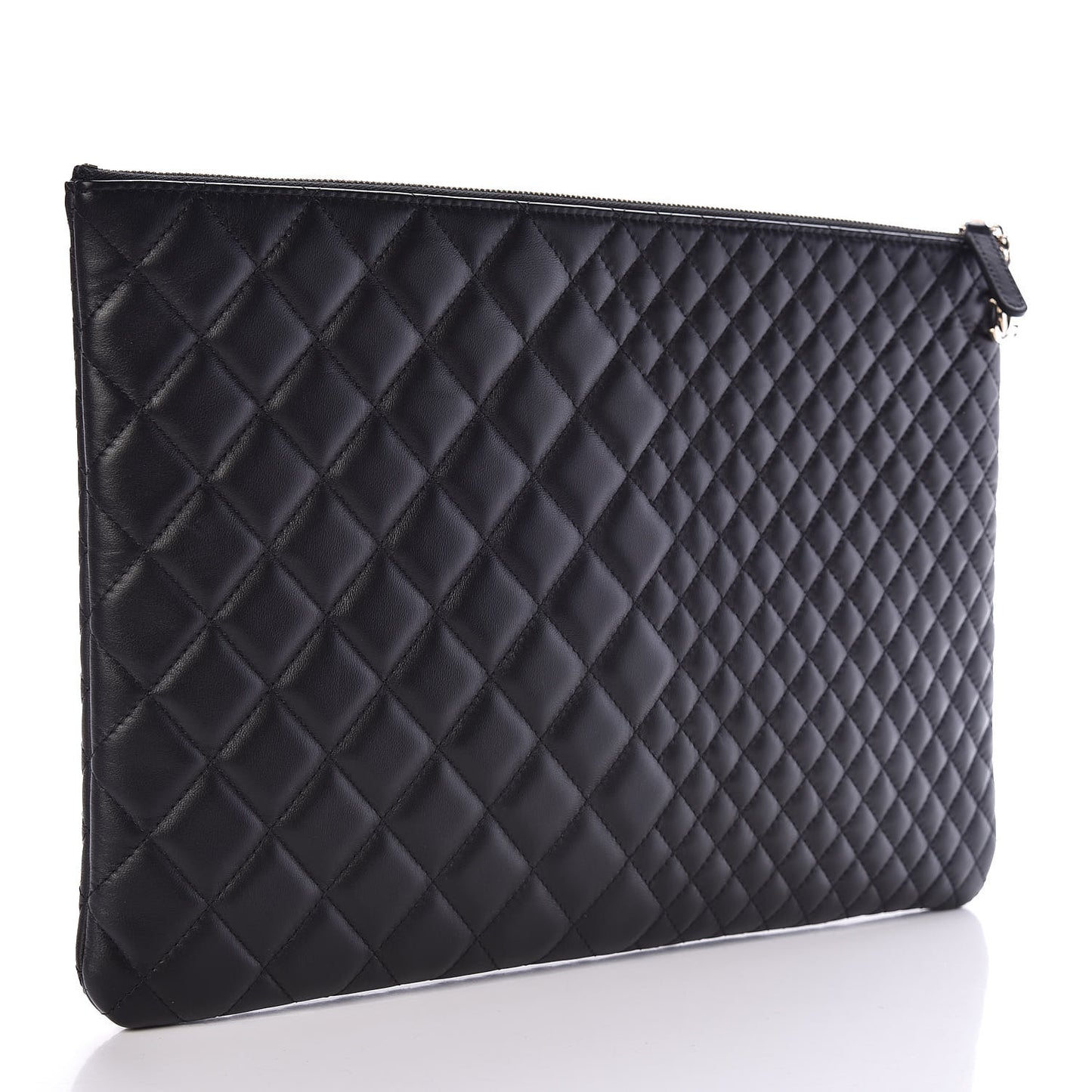 Lambskin Bi Quilted Large Cosmetic Case Black