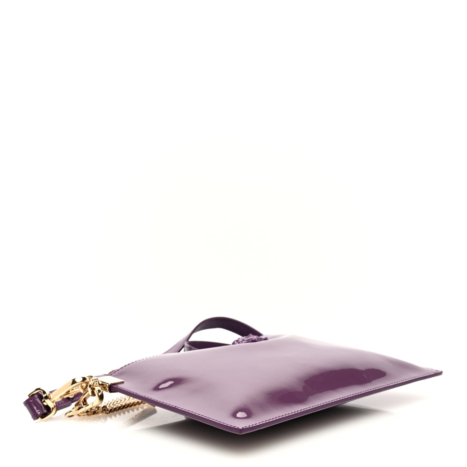 Versace Patent Medusa Clutch Pouch With Strap Purple 4 of 9
