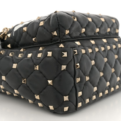 Valentino Garavani Lambskin VLTN Print Quilted Mini Rockstud Spike Backpack Black 8 of 11