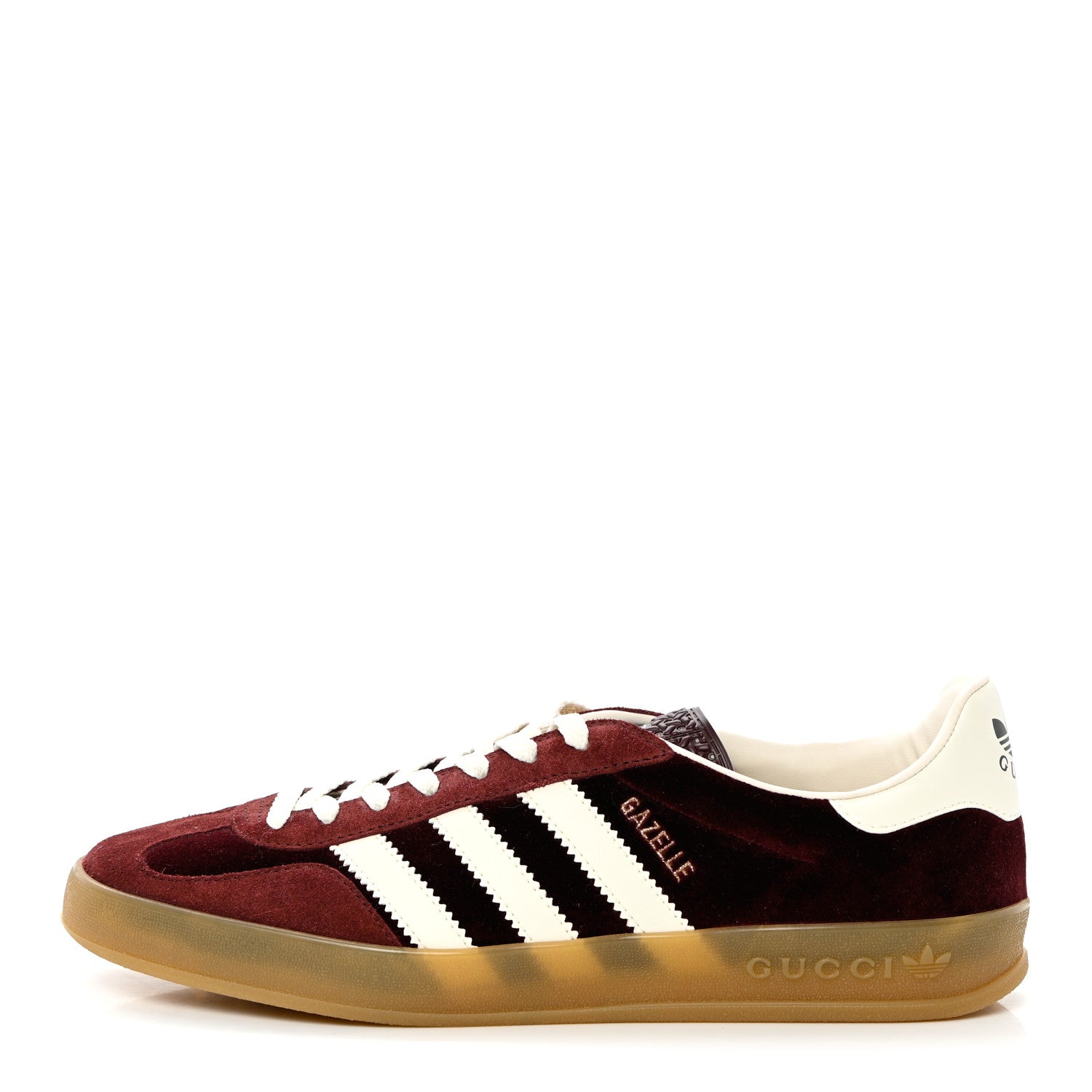 Gucci X ADIDAS Softy Velvet Suede Madeira Demetra Mens Gazelle Sneakers 8.5 Bordeaux Velvet Cherry Off White 1 of 11