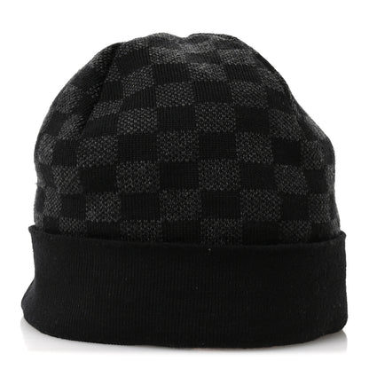 Louis Vuitton Wool Bonnet Petit Damier Beanie Hat Black 4 of 10