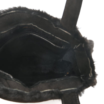 Chanel Suede Shearling Fur Handbag Black 5 of 11