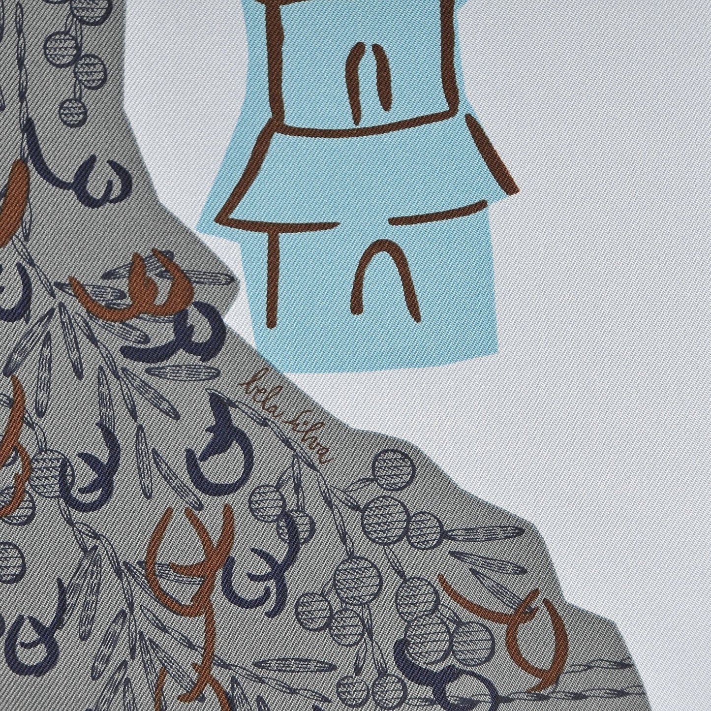 Silk La Maizeon Des Oiseaux Parleurs Scarf 90 Bleu Pale Peach Bleu