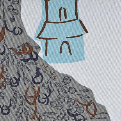 Hermes Silk La Maizeon Des Oiseaux Parleurs Scarf 90 Bleu Pale Peach Bleu 6 of 7