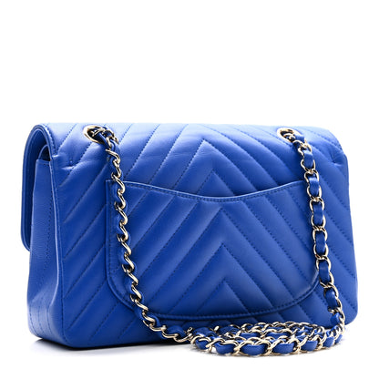Chanel Caviar Chevron Quilted Small Double Flap Blue 3 of 10