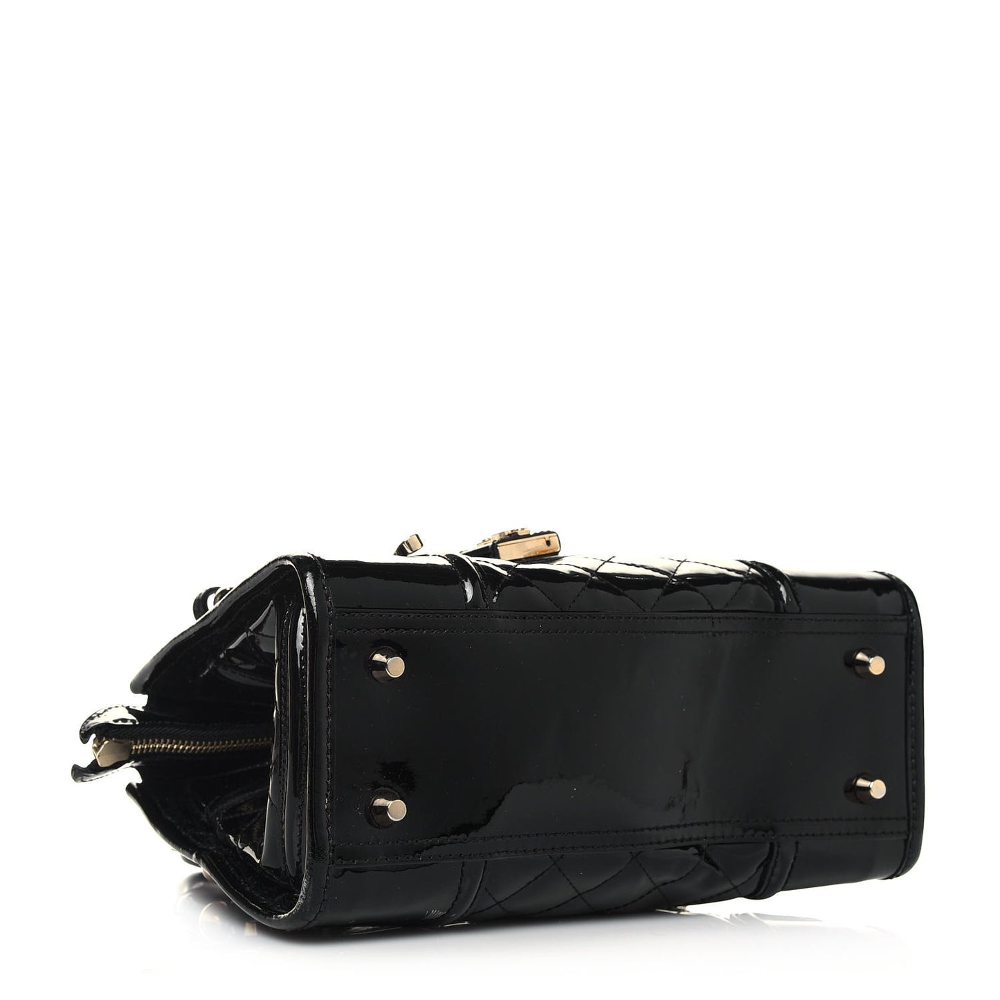 Patent Quilted Mini Manor Tote Black