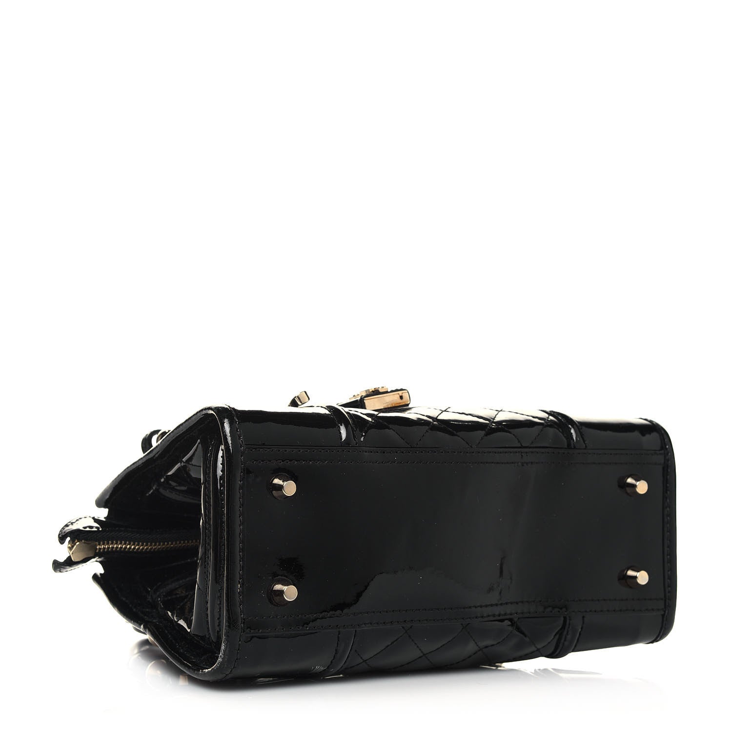 Burberry Patent Quilted Mini Manor Tote Black 4 of 12