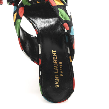 Saint Laurent Satin Heart Bianca Knotted Mule Sandals 36.5 Black Multicolor 8 of 10