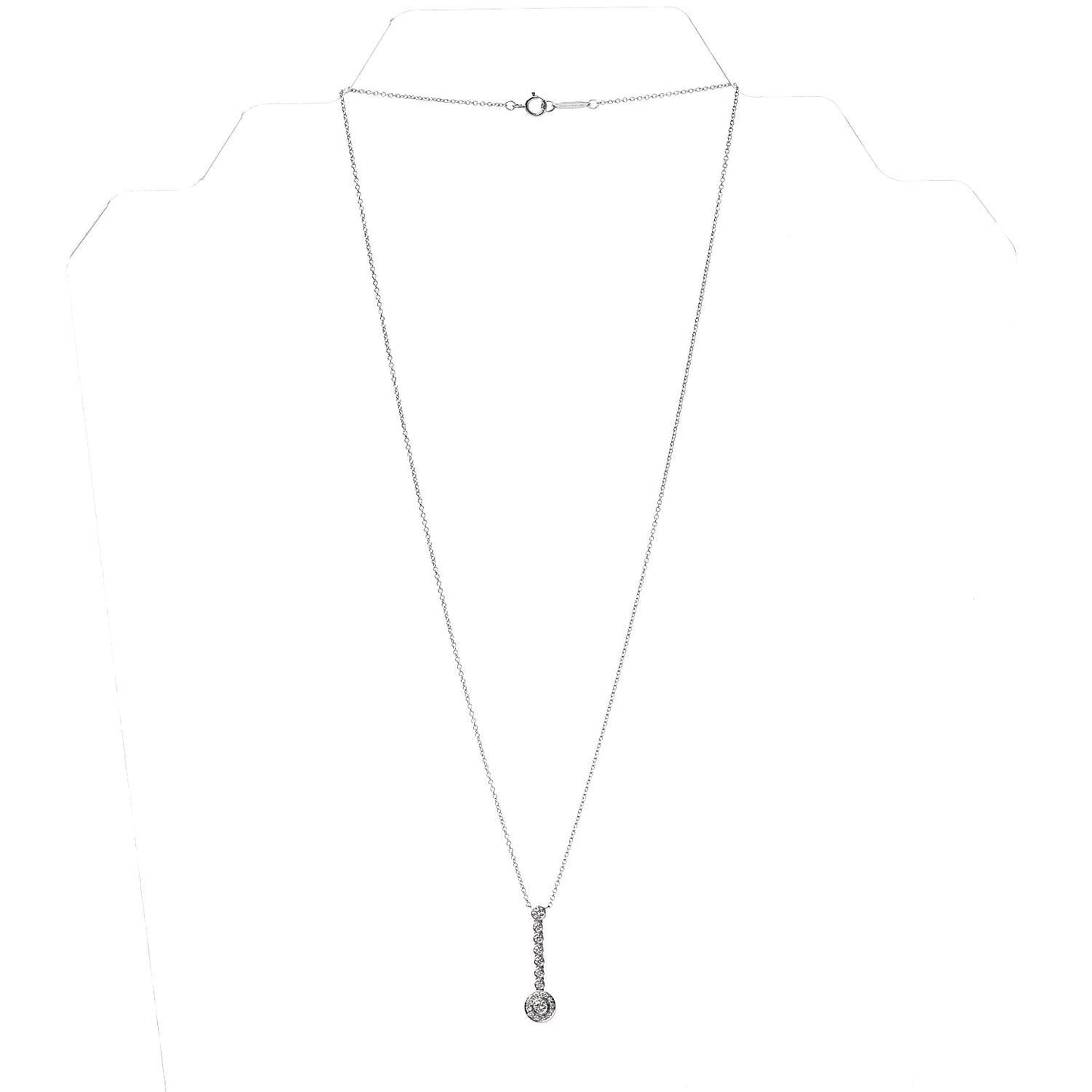 Platinum Diamond Circlet Drop Pendant Necklace