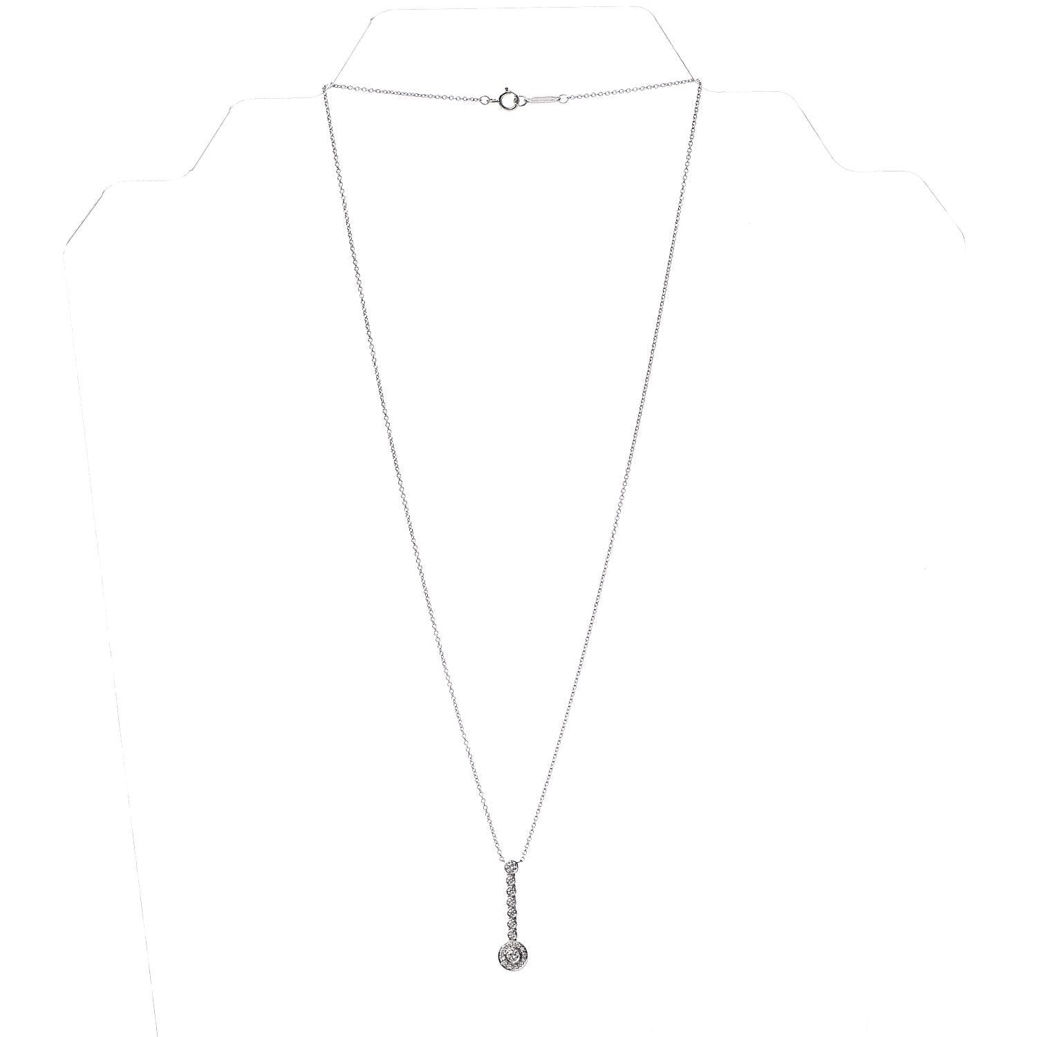Tiffany Platinum Diamond Circlet Drop Pendant Necklace 3 of 8