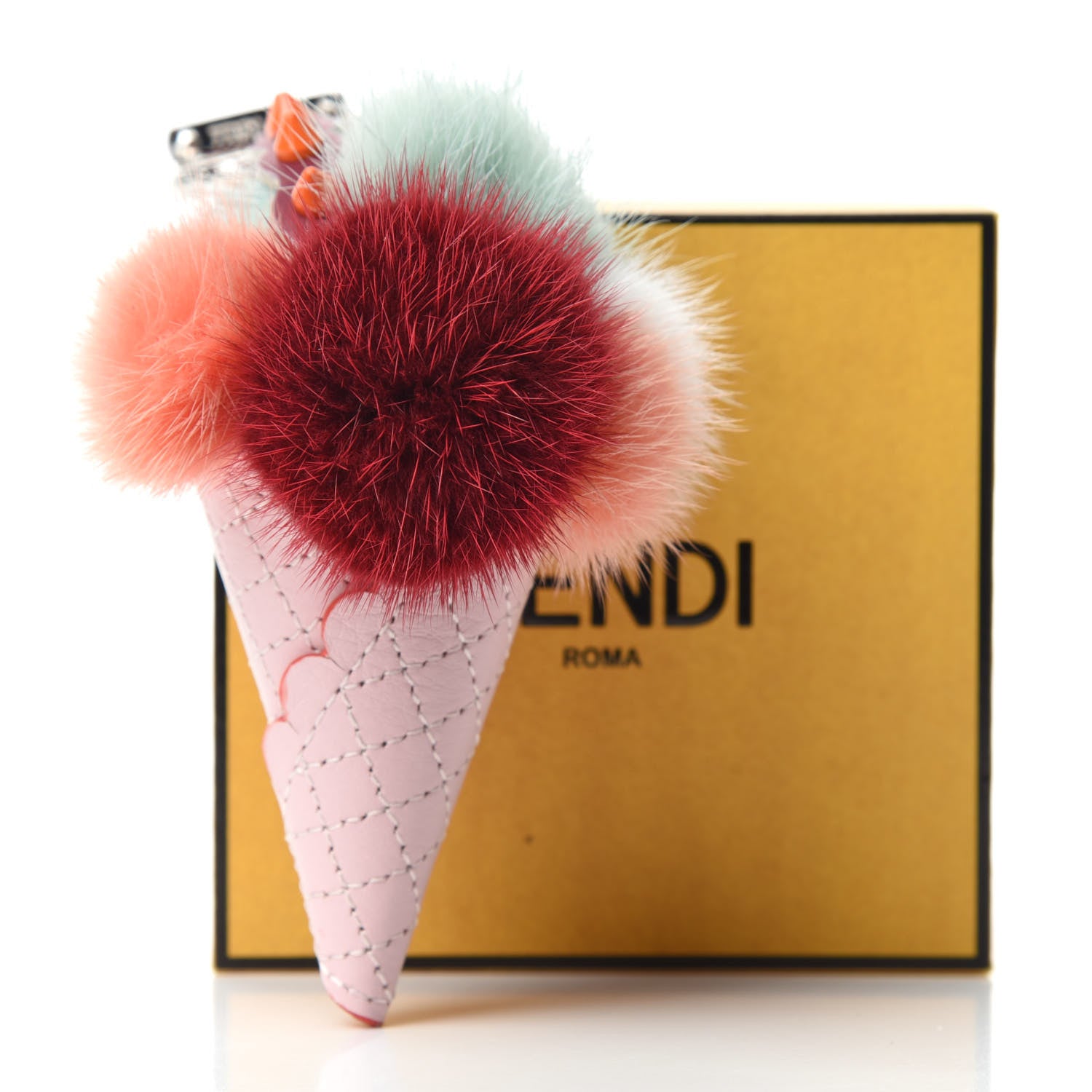 Fendi Mink Fur Calfskin Fun Fair Bag Charm Multicolor 5 of 5