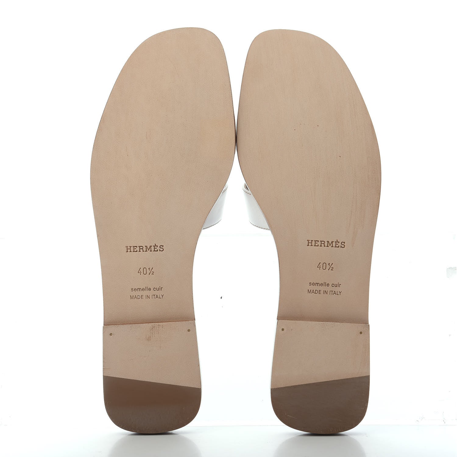 Hermes Box Calfskin Oran Sandals 40.5 White 4 of 4