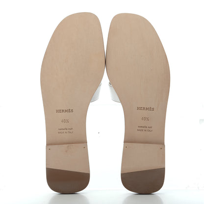 Hermes Box Calfskin Oran Sandals 40.5 White 4 of 4