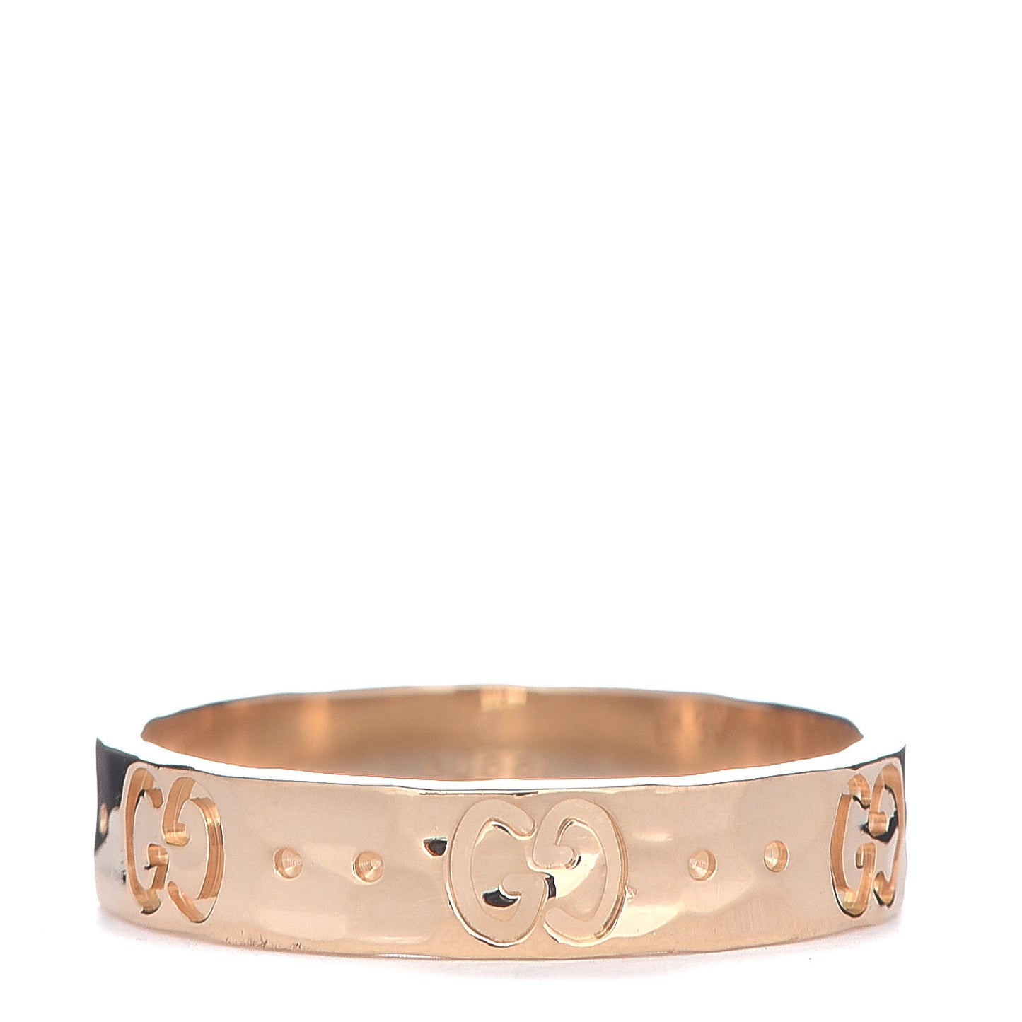 18K Yellow Gold 4mm Hammered Icon Thin Band Ring 53 6.25