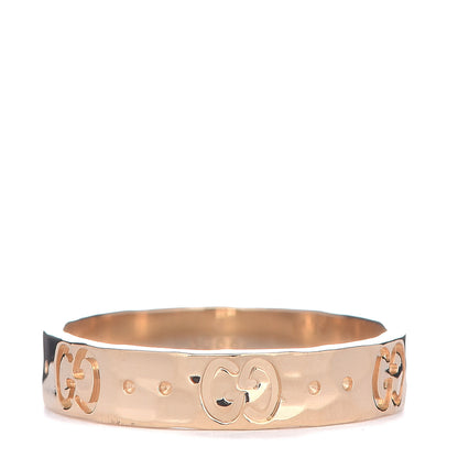 Gucci 18K Yellow Gold 4mm Hammered Icon Thin Band Ring 53 6.25 1 of 6