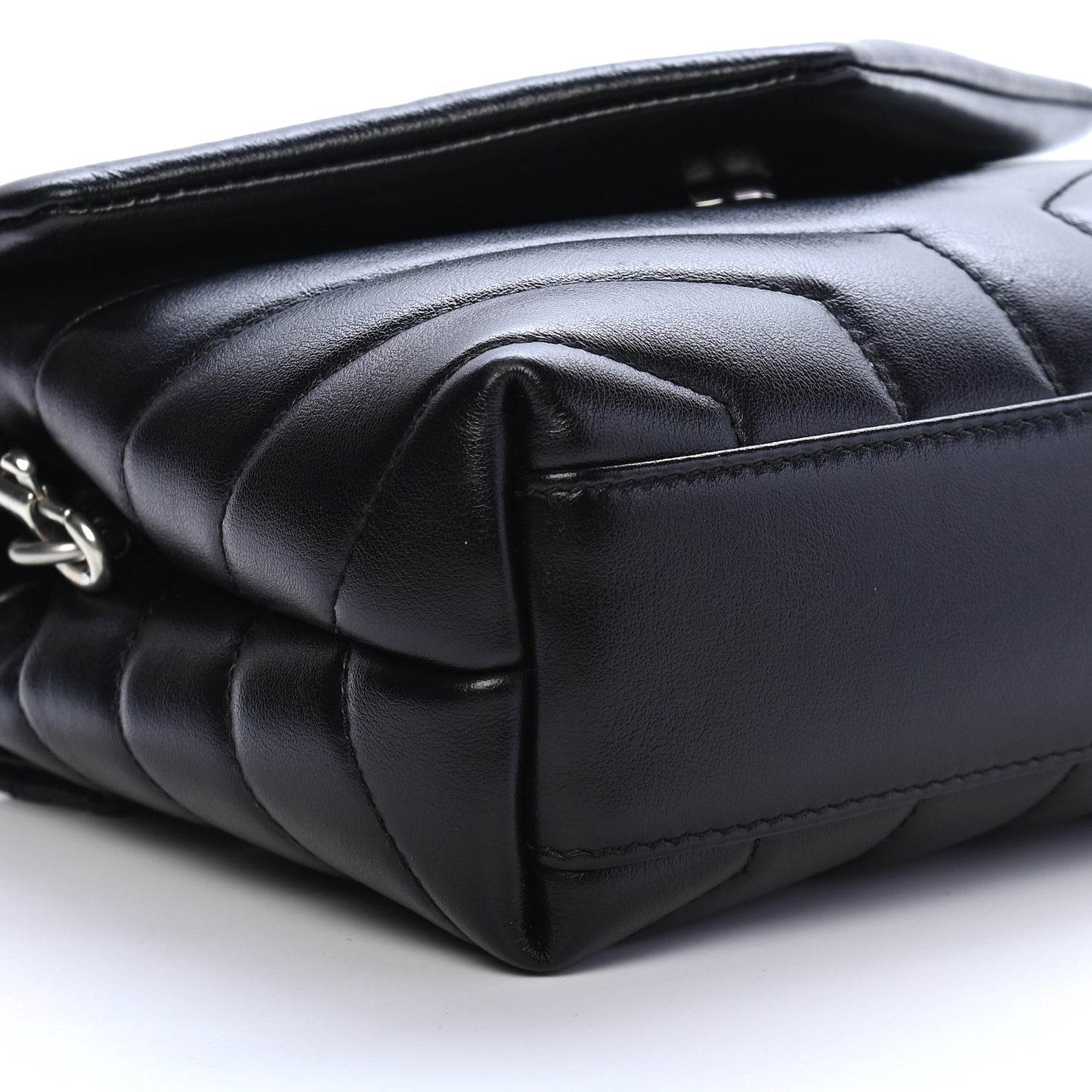 Calfskin Y Quilted Monogram Toy Loulou Crossbody Bag Black