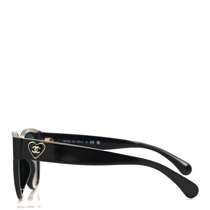 Chanel Acetate Enamel Heart Butterfly Sunglasses 5477-A Black 3 of 7