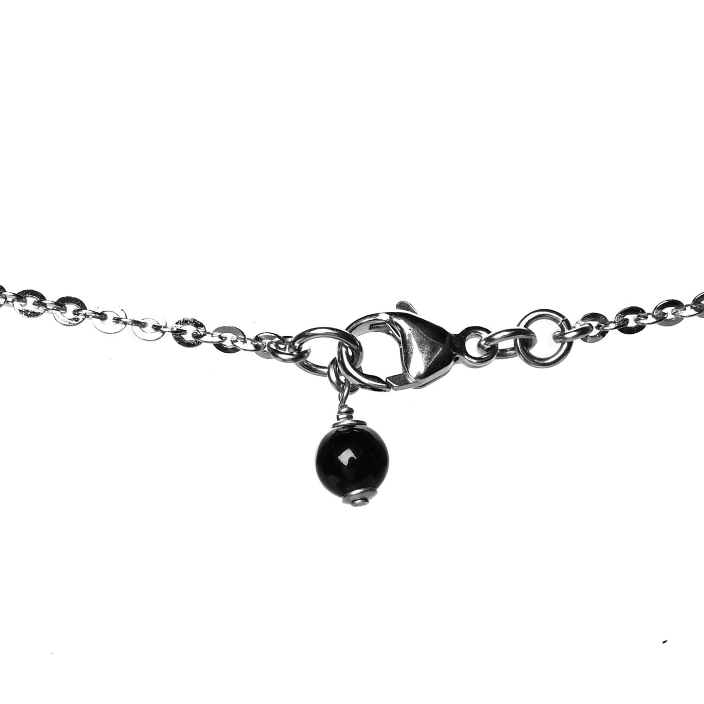 Crystal Pearl CC Pendant Necklace Silver Black