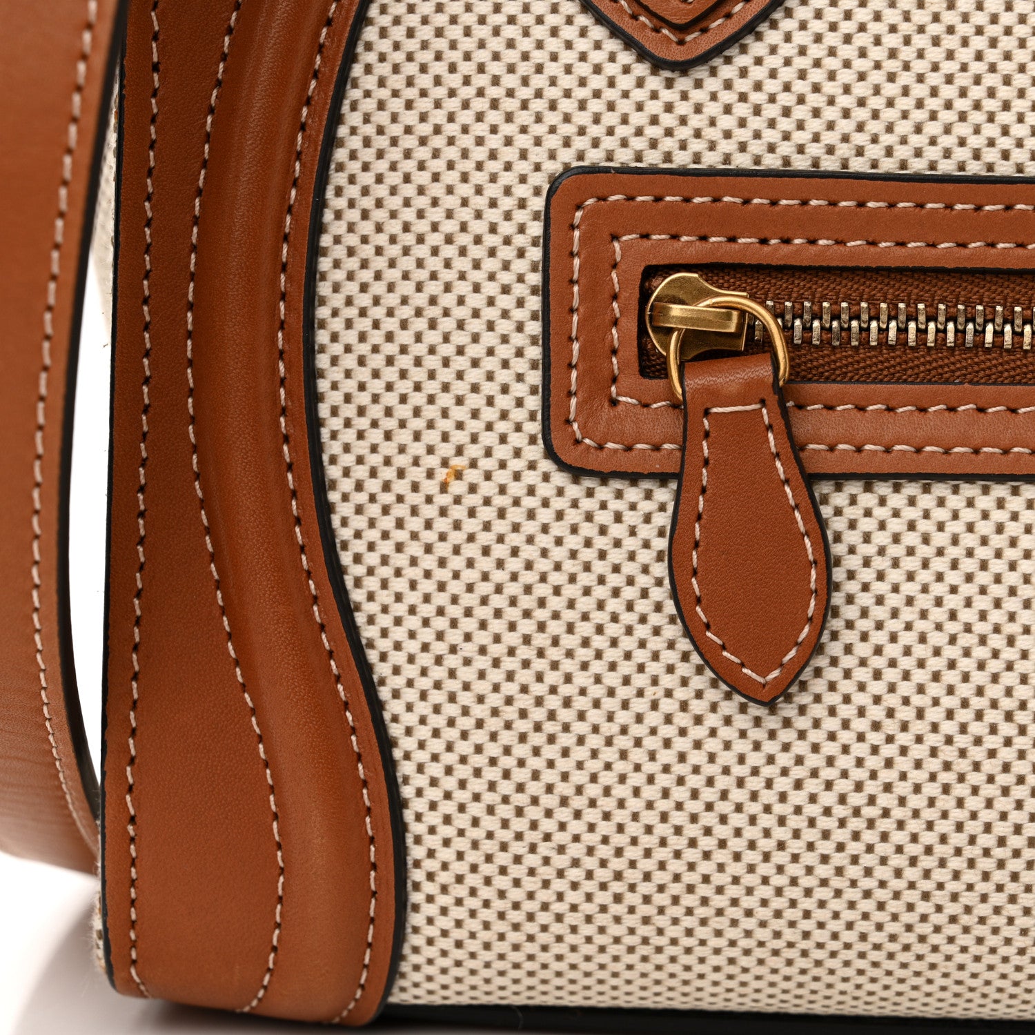 Celine Textile Smooth Calfskin Nano Luggage Tan White 16 of 21
