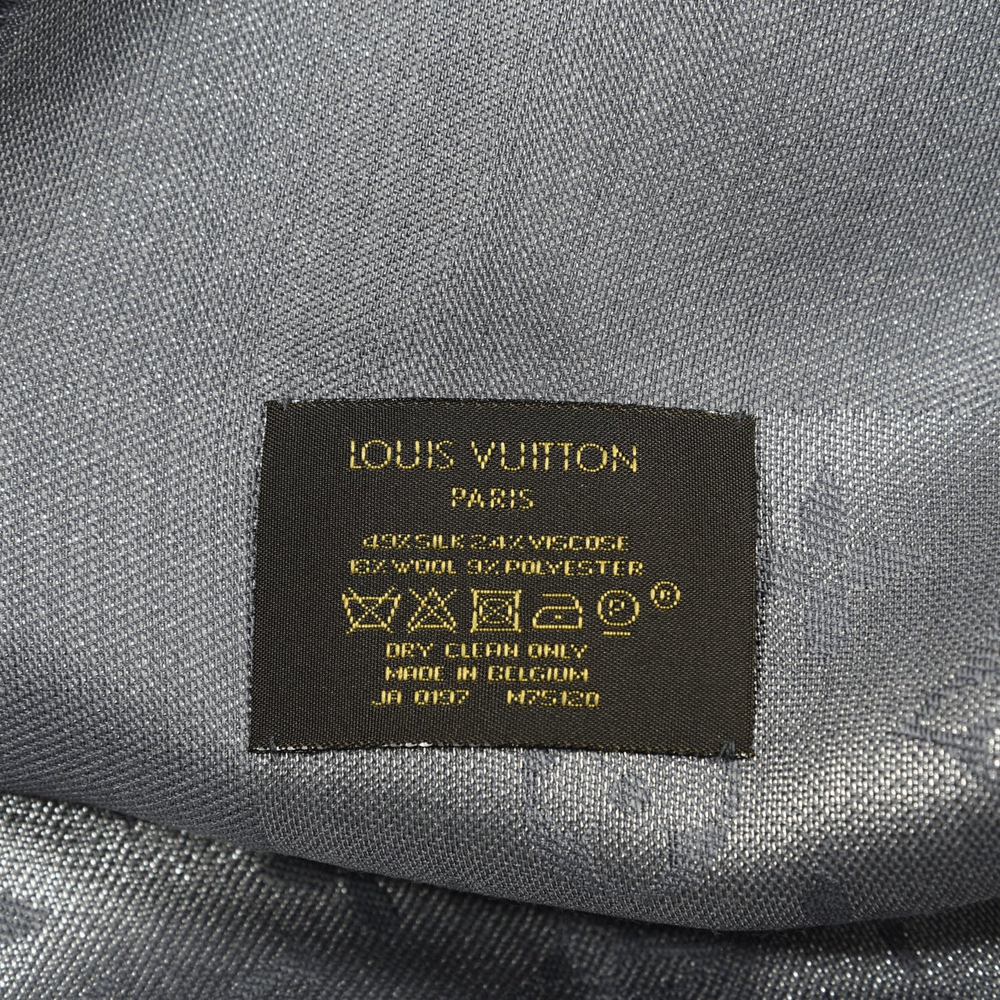 Silk Lurex Wool Monogram Shine Shawl Charcoal Grey