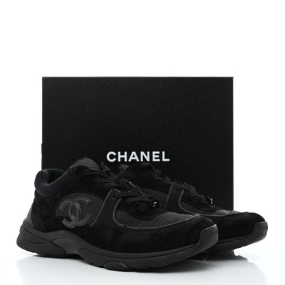 Chanel Fabric Calfskin Suede CC Mens Sneakers 42 Black 9 of 9
