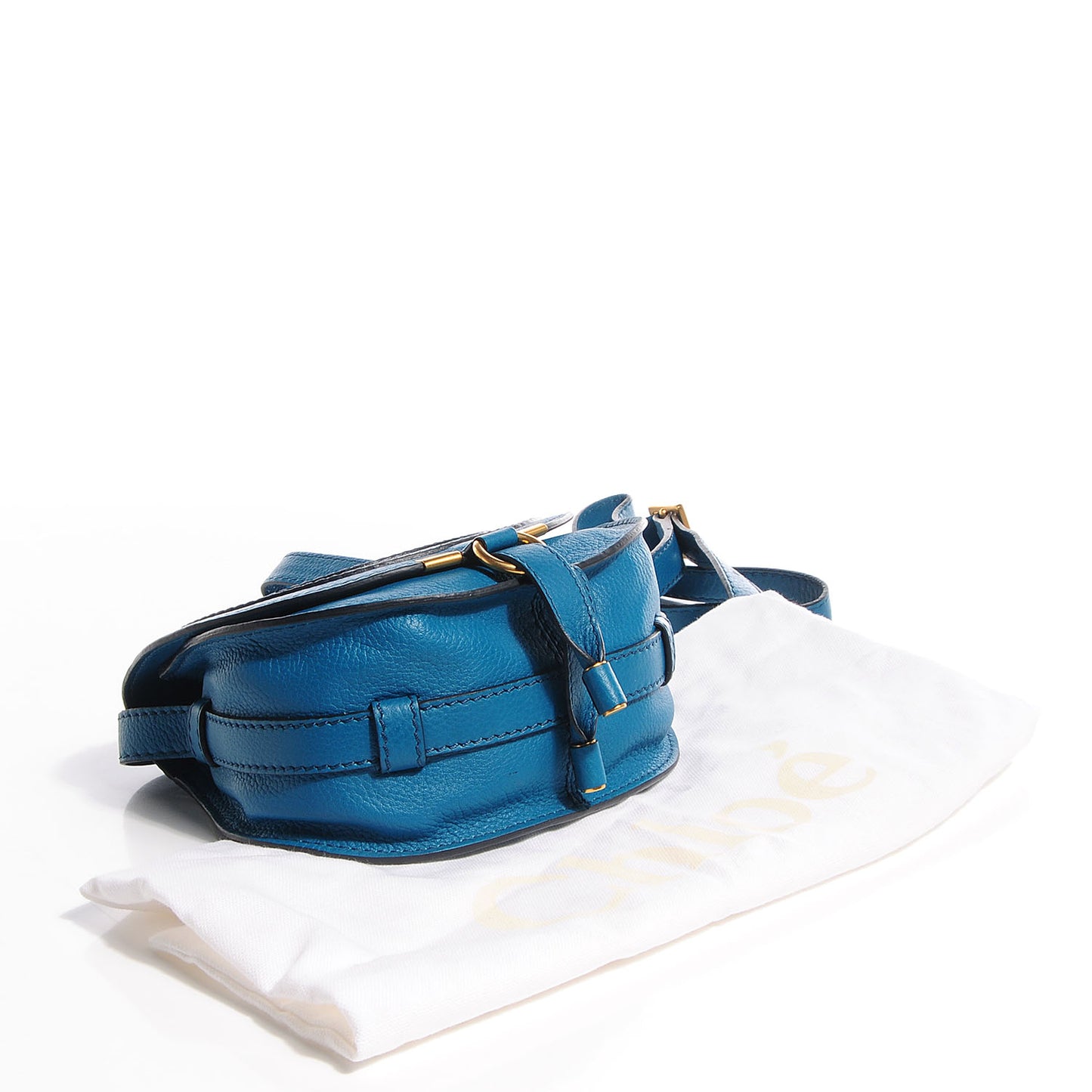 Calfskin Mini Marcie Round Crossbody Bag Laguna Blue