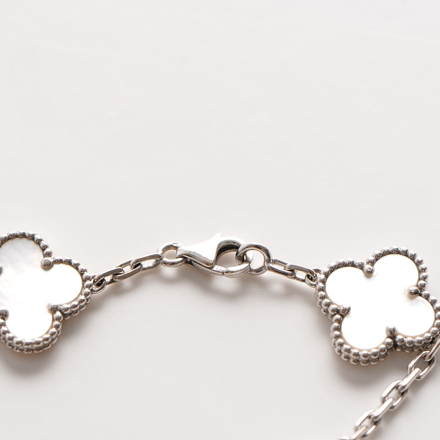 Van Cleef & Arpels 18K White Gold Mother of Pearl 5 Motifs Vintage Alhambra Bracelet 3 of 4