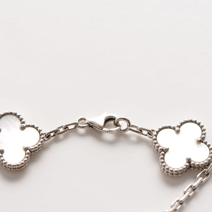 Van Cleef & Arpels 18K White Gold Mother of Pearl 5 Motifs Vintage Alhambra Bracelet 3 of 4