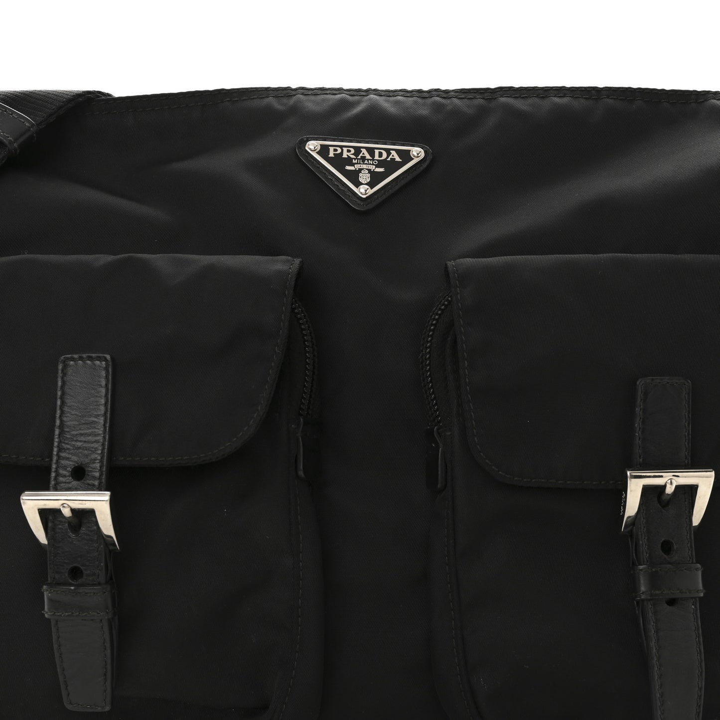 Tessuto Nylon Saffiano Vela Messenger Bag Black