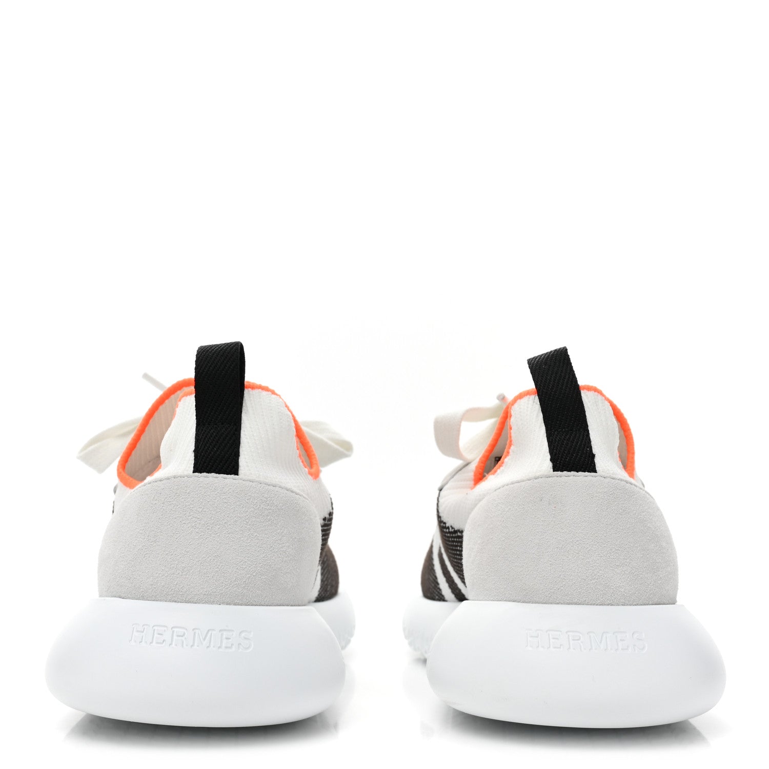 Hermes Knit Suede Goatskin Womens Crew Sneakers 39 Prunoir White 4 of 10
