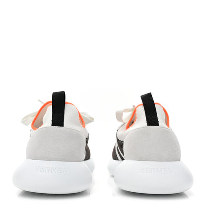 Hermes Knit Suede Goatskin Womens Crew Sneakers 39 Prunoir White 4 of 10
