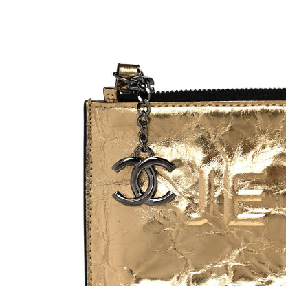 Chanel Metallic Lambskin Medium Je Ne Suis Pas En Solde Pouch Clutch Gold 7 of 11