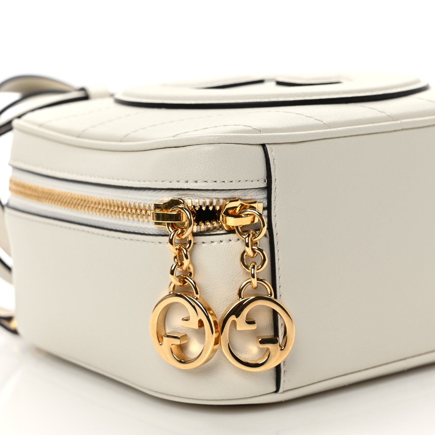 Sakai Be Green Calfskin Diagonal Stitched Blondie Top Handle Bag Mystic White