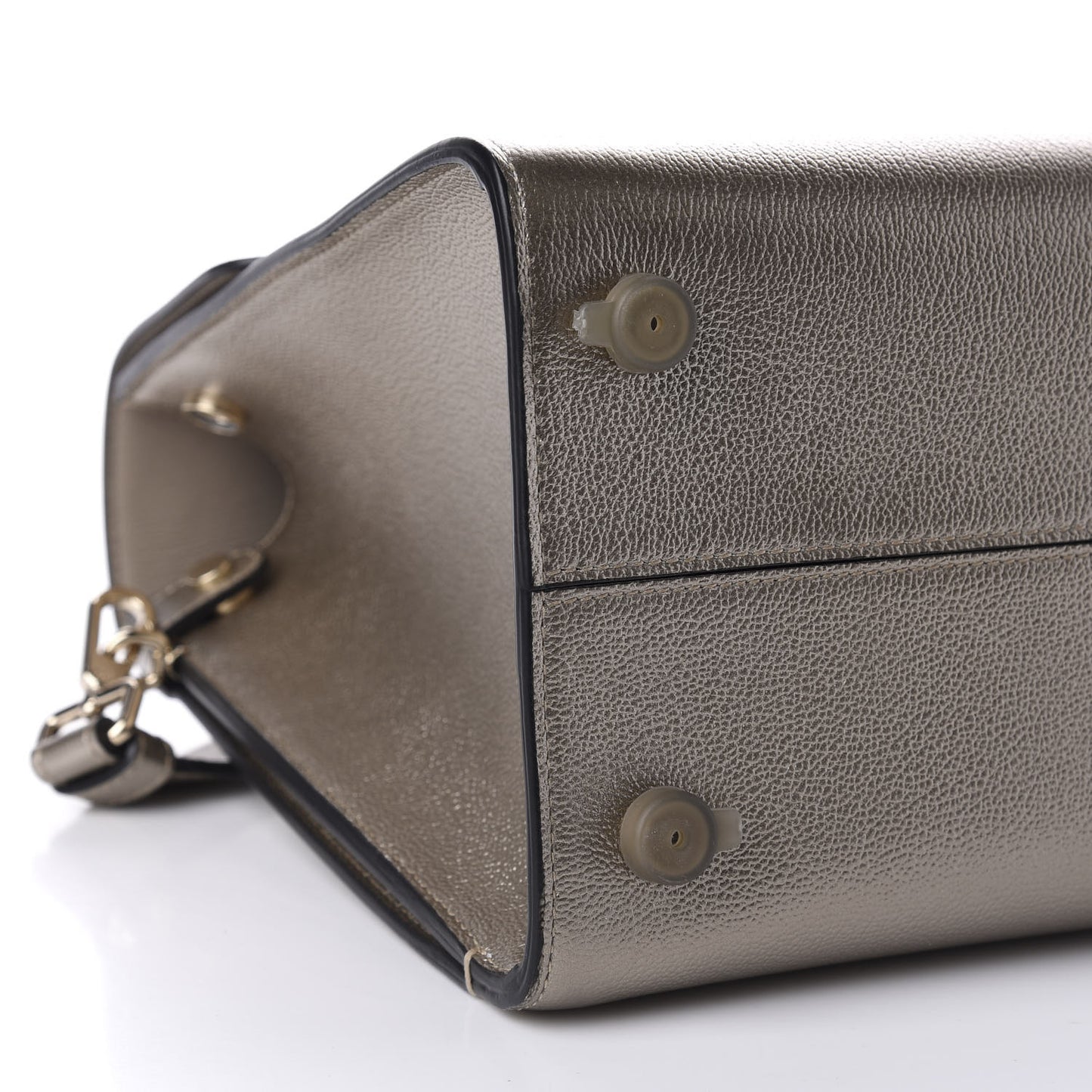Metallic Grained Calfskin Medium Diorever Flap Gold