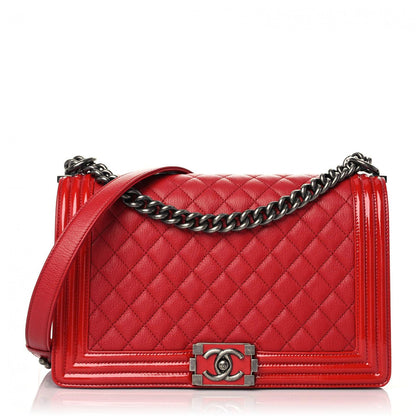 Chanel Patent Goatskin Quilted New Medium Boy Flap Red 1 of 11