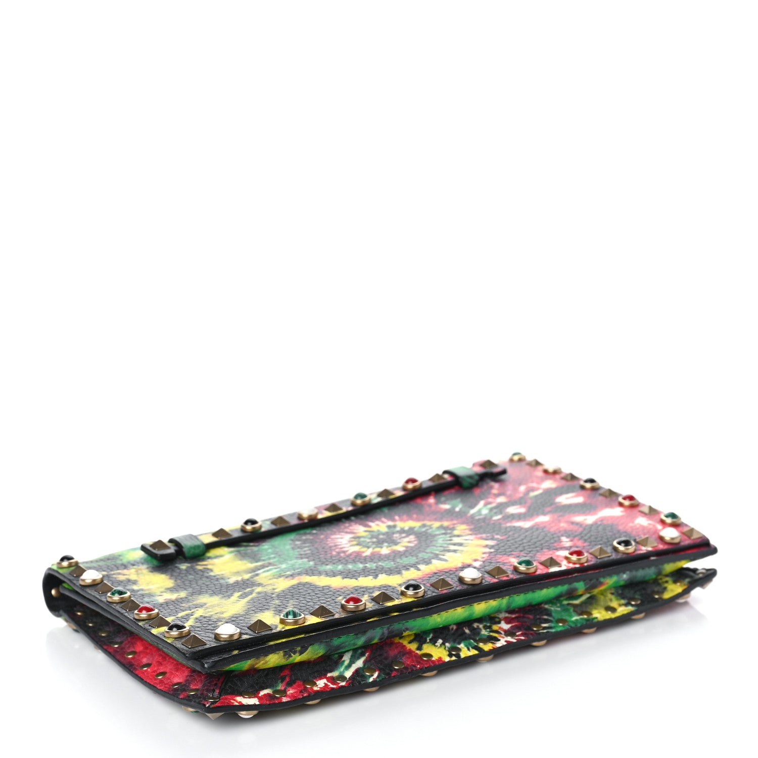 Valentino Garavani Pebbled Calfskin Tie Dye Rockstud Rolling Wristlet Clutch Multicolor 4 of 10