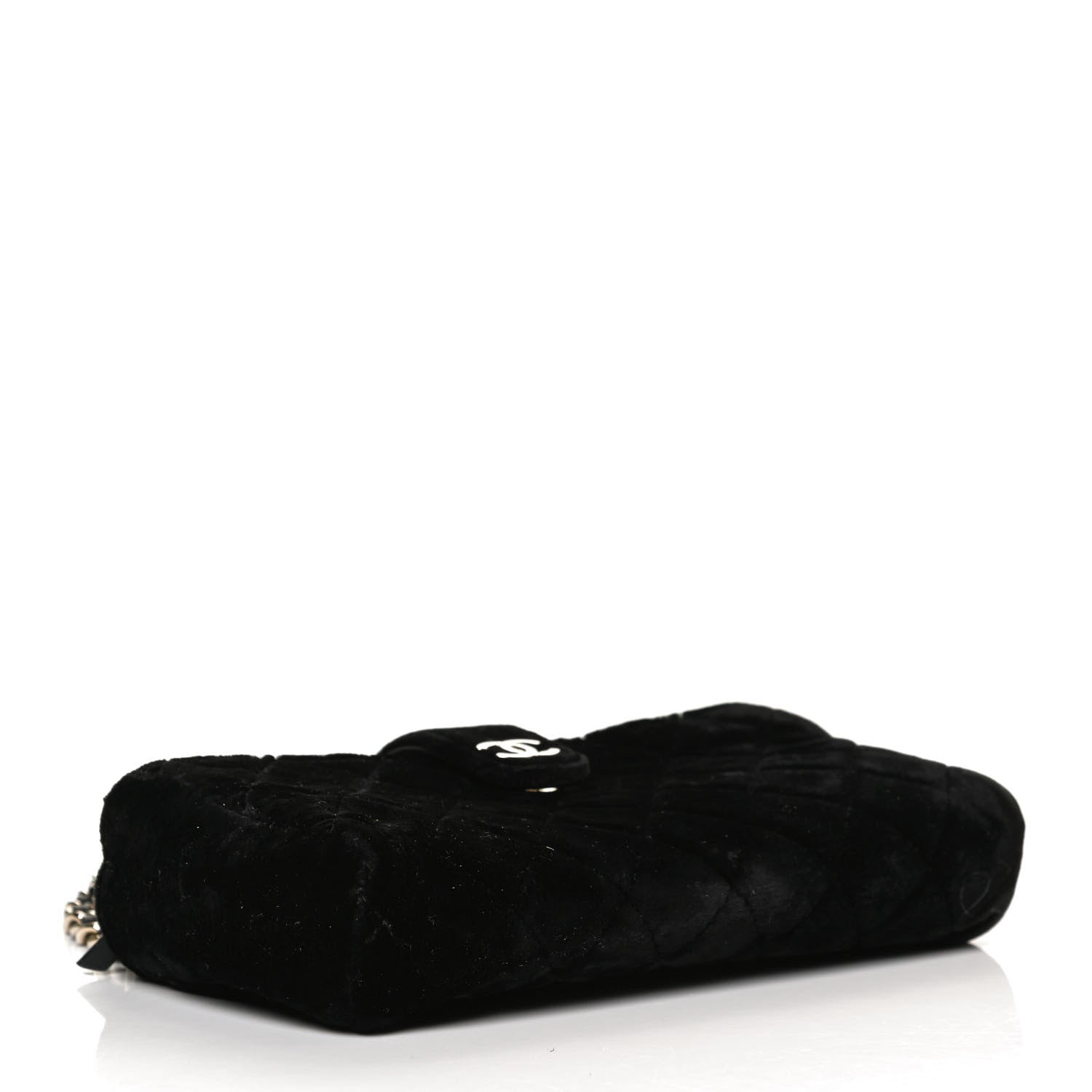 Chanel Velvet Quilted Small Clutch With Chain Black 4 of 13