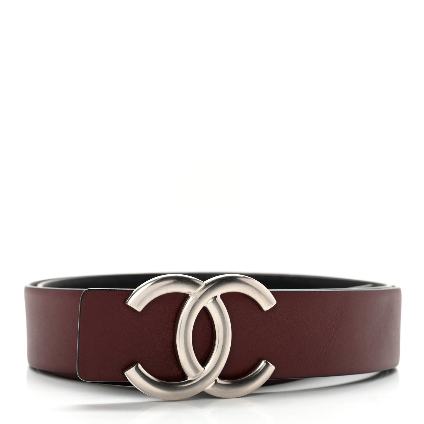 Calfskin CC Reversible Belt 85 34 Black Burgundy
