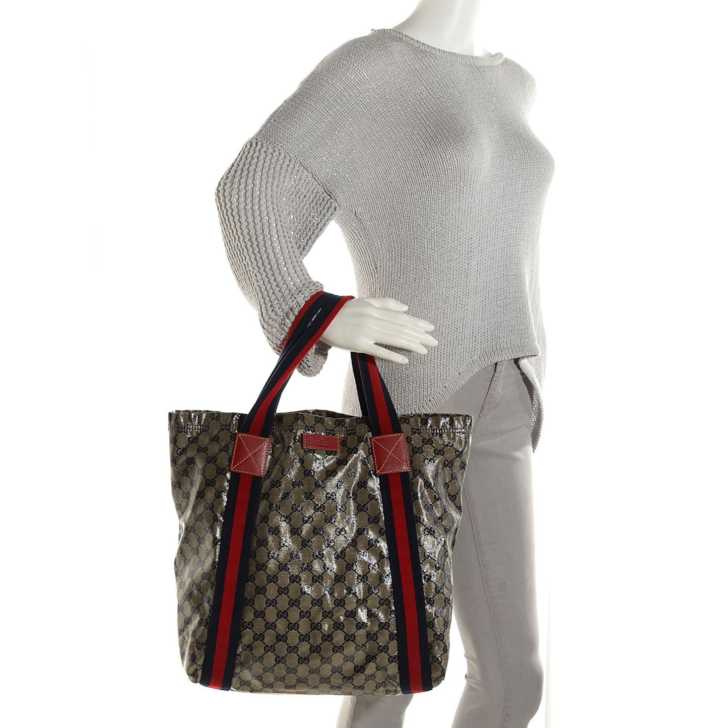 Crystal Monogram Medium Web Handle Vertical Tote Navy
