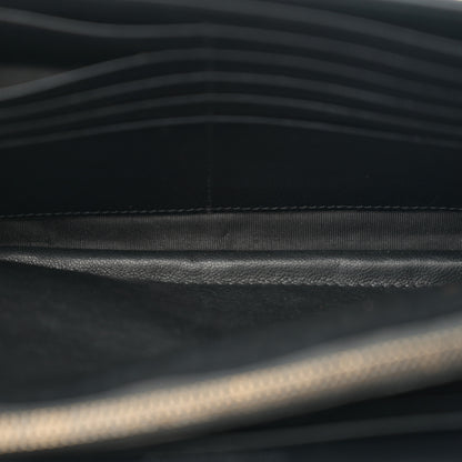 Saint Laurent Grain De Poudre Matelasse Chevron Monogram Monochrome Chain Wallet Black 5 of 15